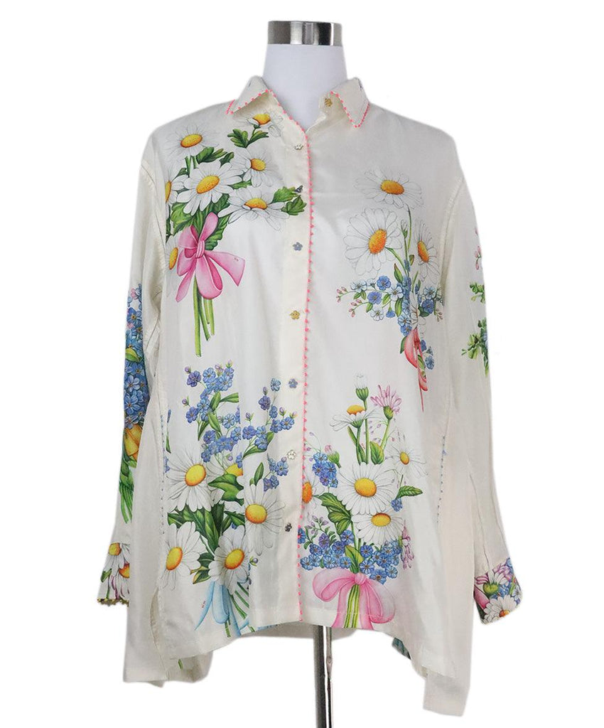 Pero White Floral Print Blouse sz 6 - Michael's Consignment NYC