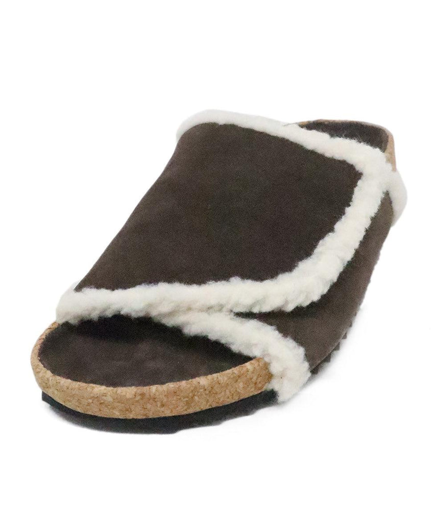 Perse Brown Suede & Shearling Slides sz 9 - Michael's Consignment NYC