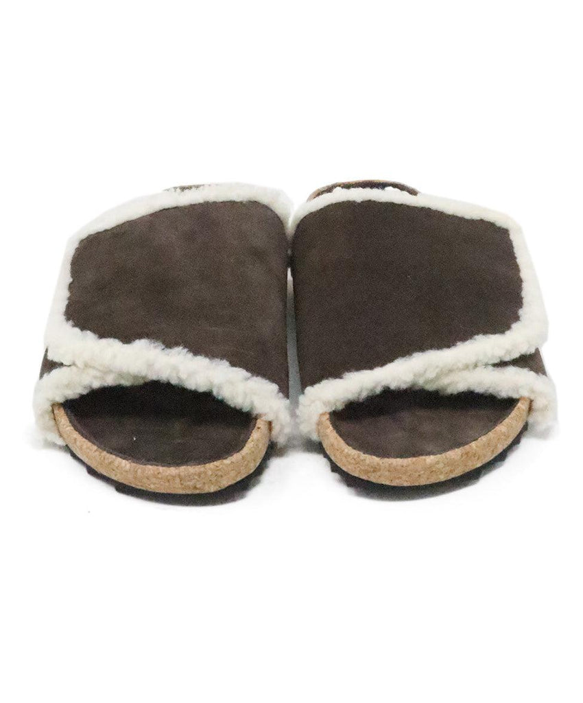 Perse Brown Suede & Shearling Slides sz 9 - Michael's Consignment NYC