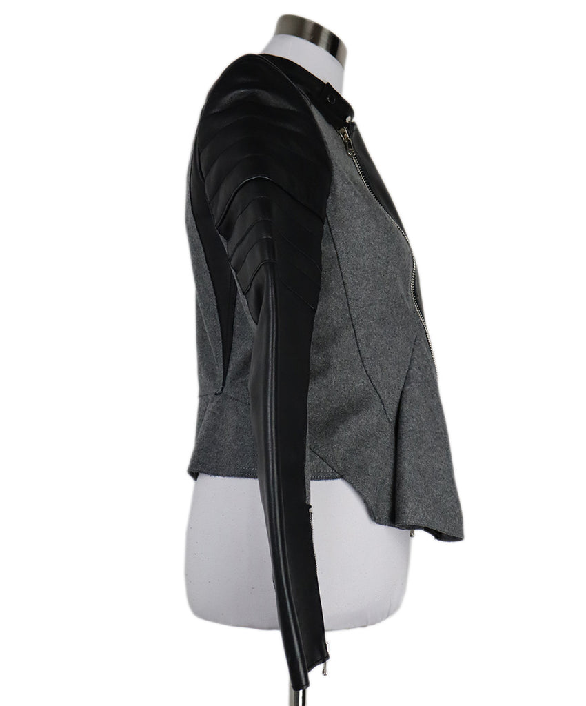 Phillip Lim Black Leather & Grey Wool Biker Jacket 1