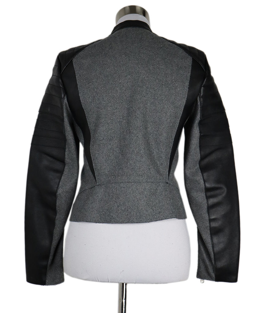 Phillip Lim Black Leather & Grey Wool Biker Jacket 2
