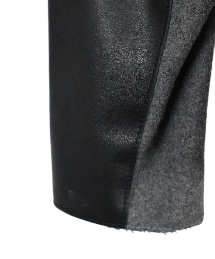 Phillip Lim Black Leather & Grey Wool Biker Jacket 5