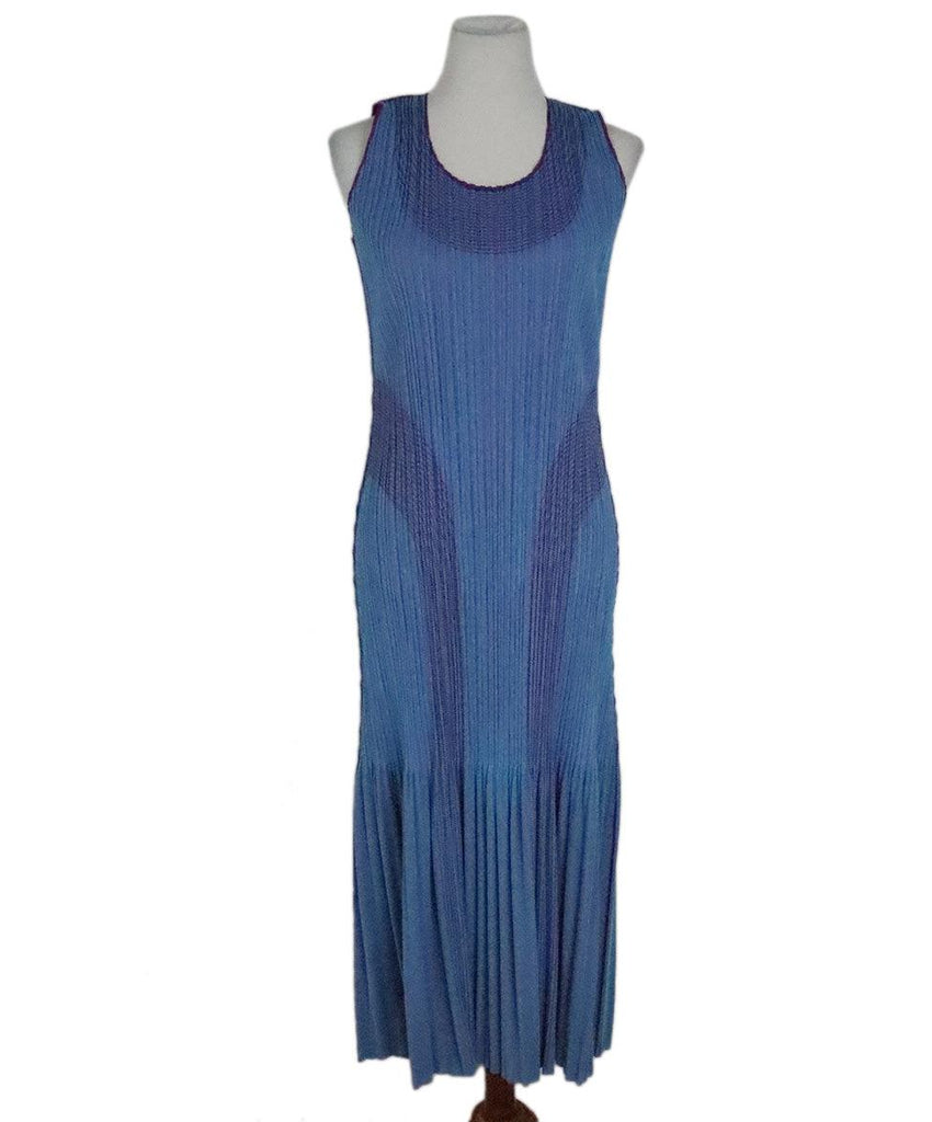Pleats Please Purple & Blue Pleated Dress sz 6 - Michael's Consignment NYC
