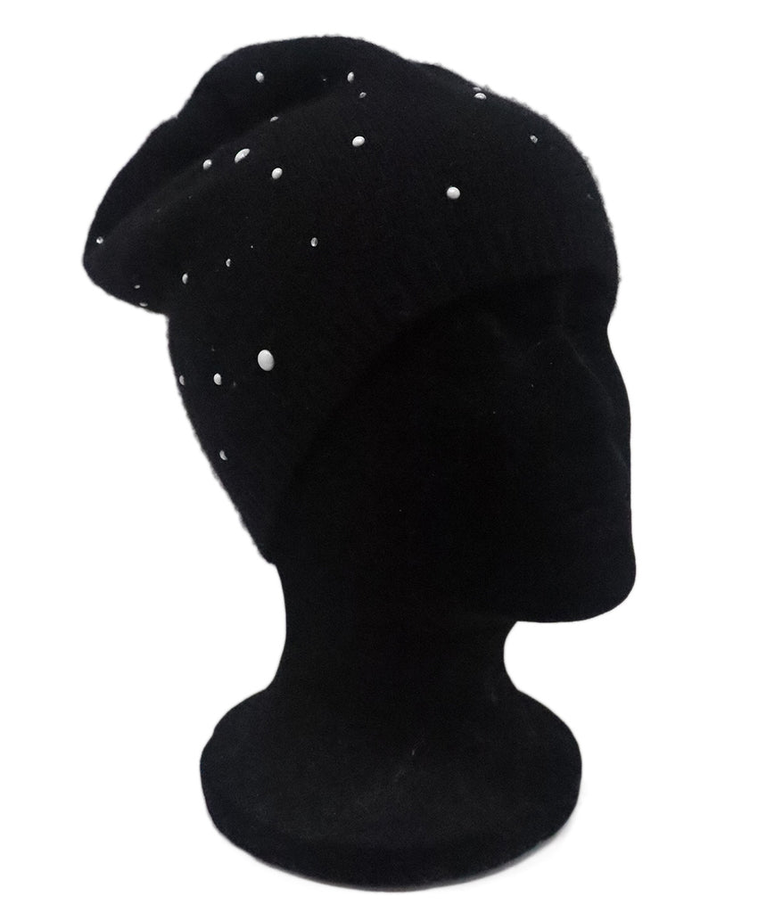 Portolano Black Cashmere Embellished Hat 