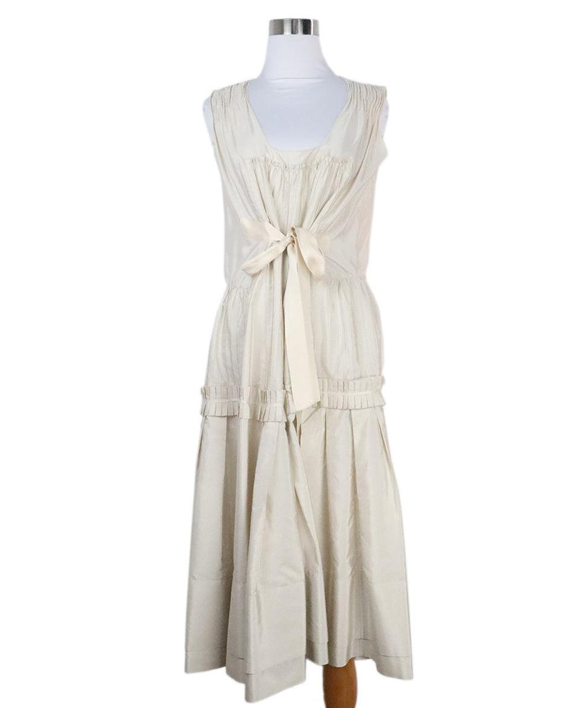 Prada Beige Silk Gathered Dress 