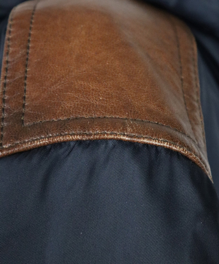 Prada Black Nylon & Brown Fur Trim Coat 6