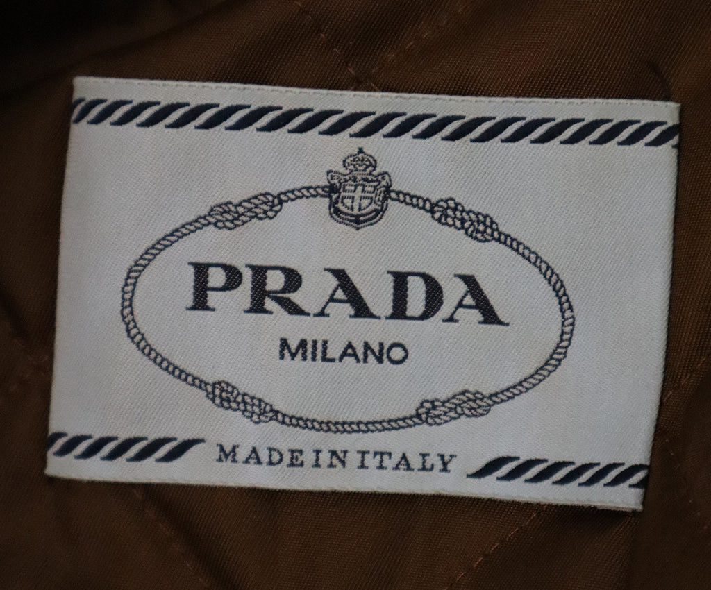 Prada Black Nylon & Brown Fur Trim Coat 3