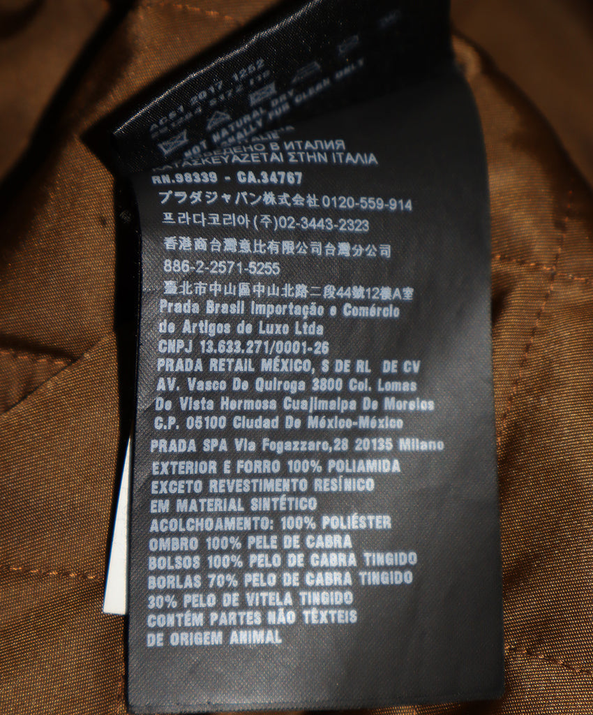 Prada Black Nylon & Brown Fur Trim Coat 4