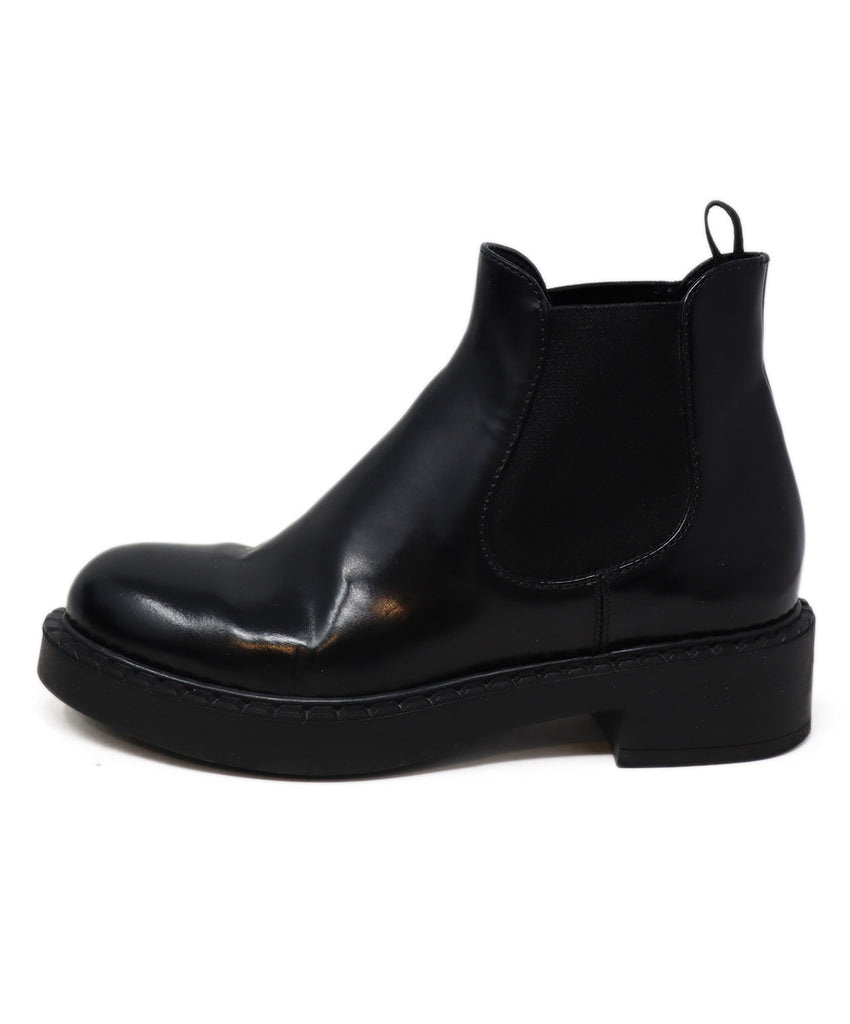 Prada Black Leather Elastic Trim Booties 1