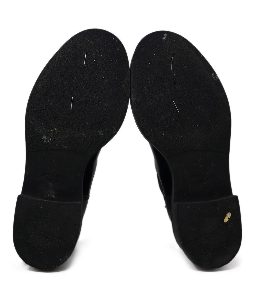 Prada Black Leather Elastic Trim Booties 4