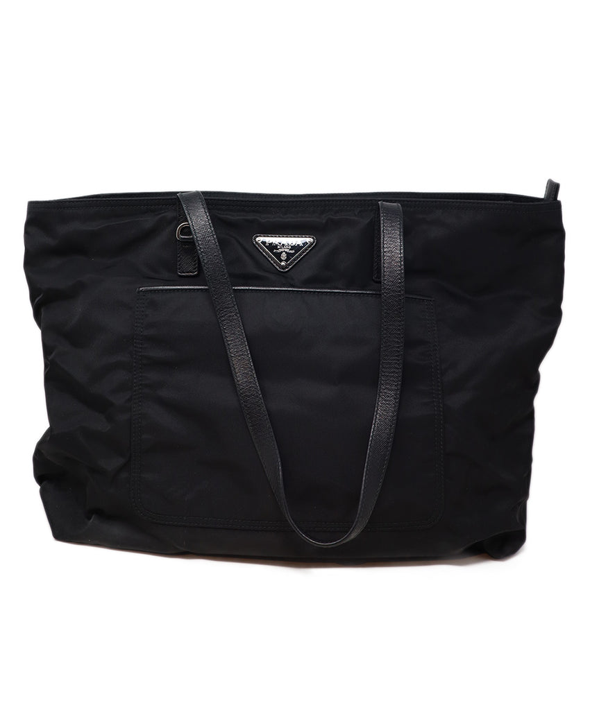 Prada Black Nylon & Leather Tote 