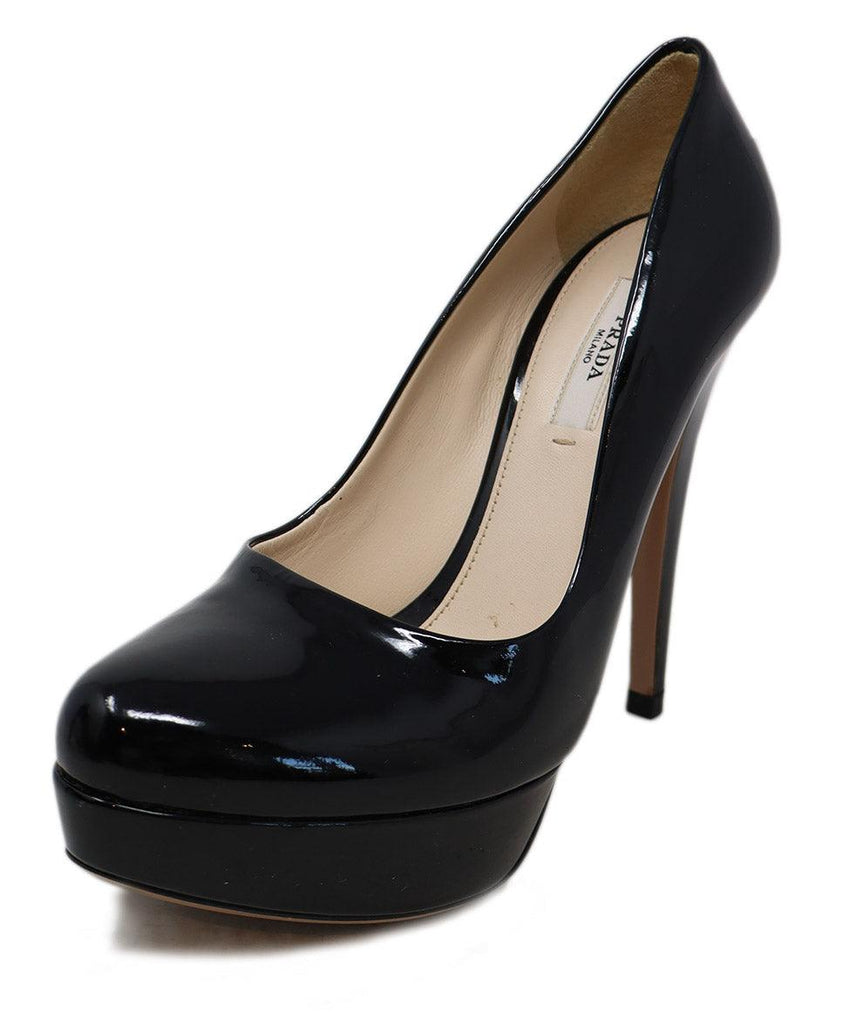 Prada Black Patent Leather Platform Heels 