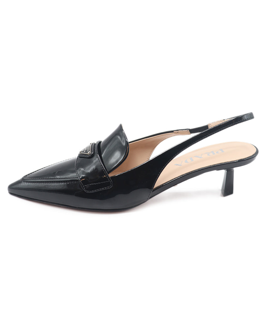 Prada Black Patent Leather Slingbacks 1