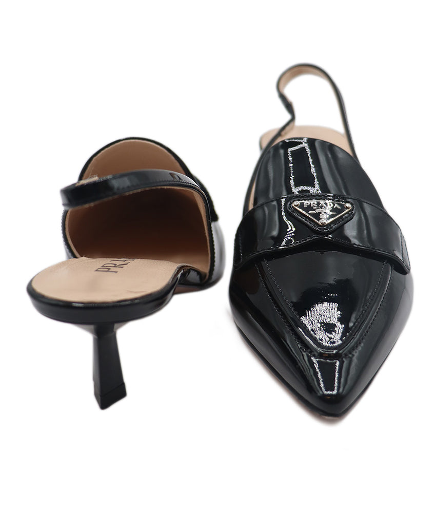 Prada Black Patent Leather Slingbacks 2