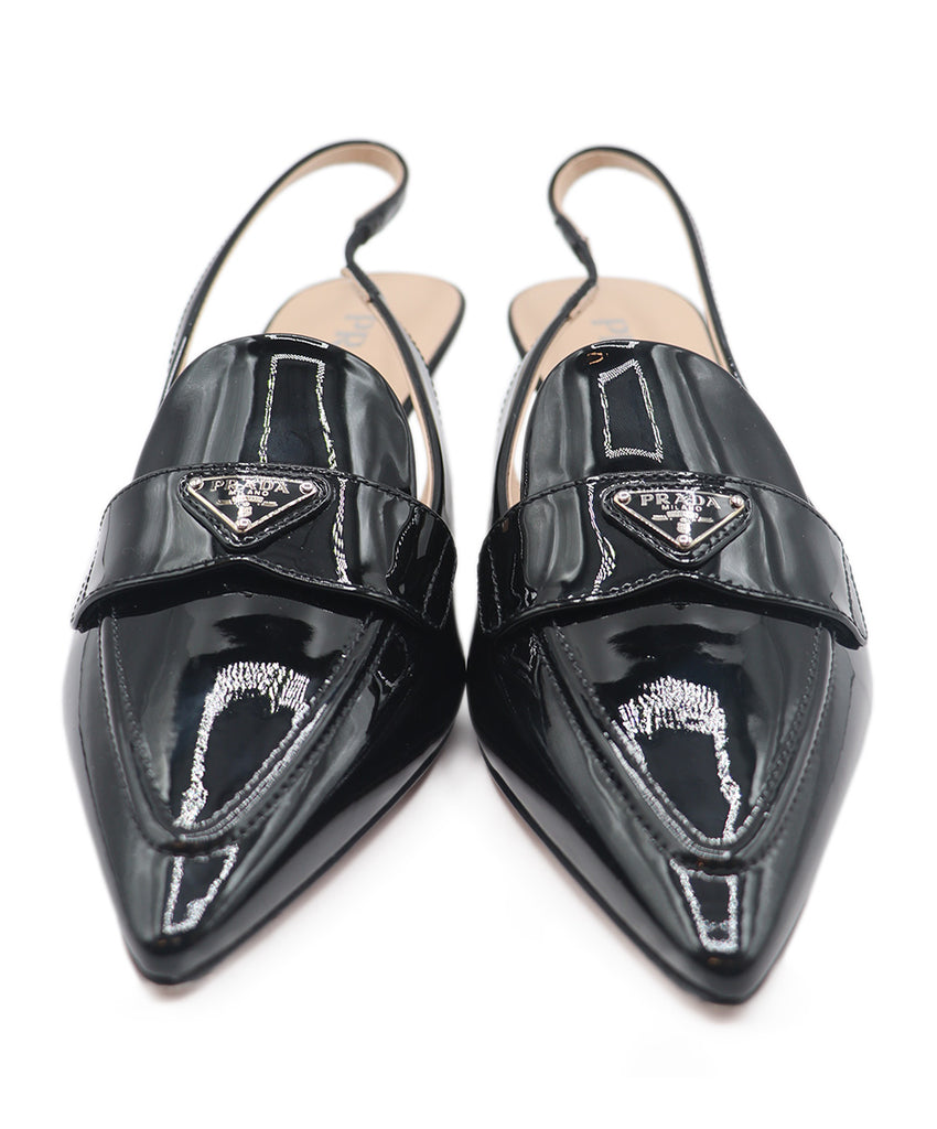 Prada Black Patent Leather Slingbacks 3