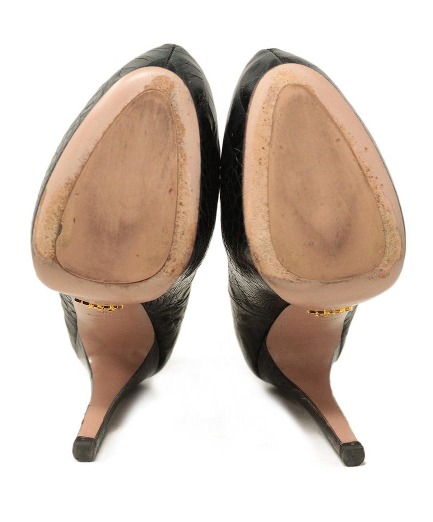 Prada Black Pressed Leather Heels sz 5 - Michael's Consignment NYC