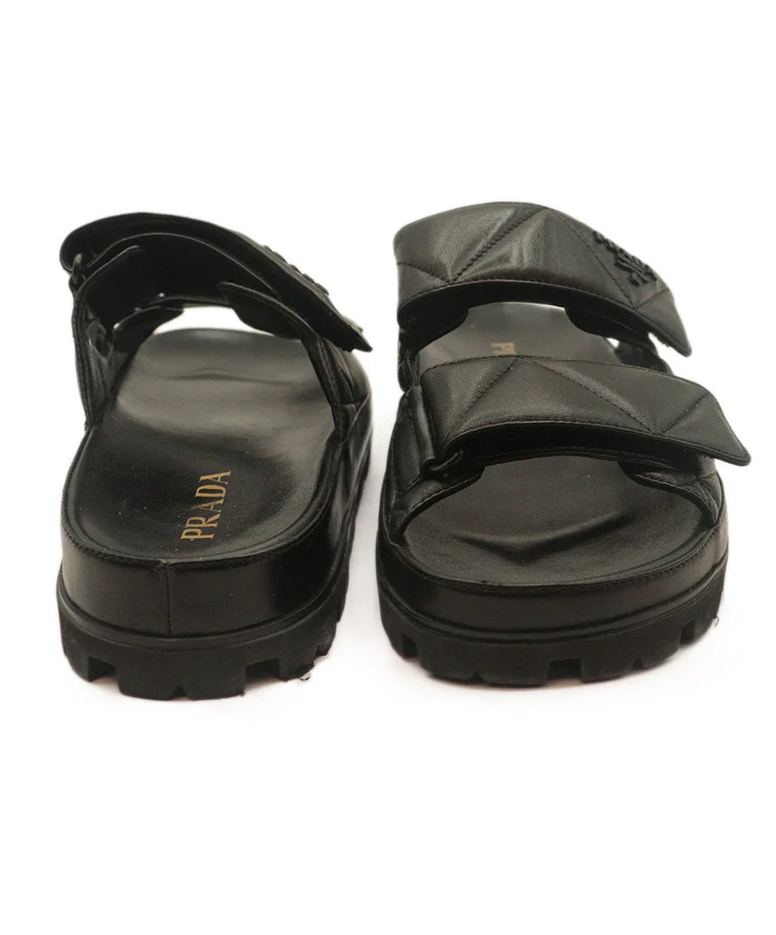 Prada Black Quilted Leather Sandals sz 9.5 - Michael's Consignment NYC