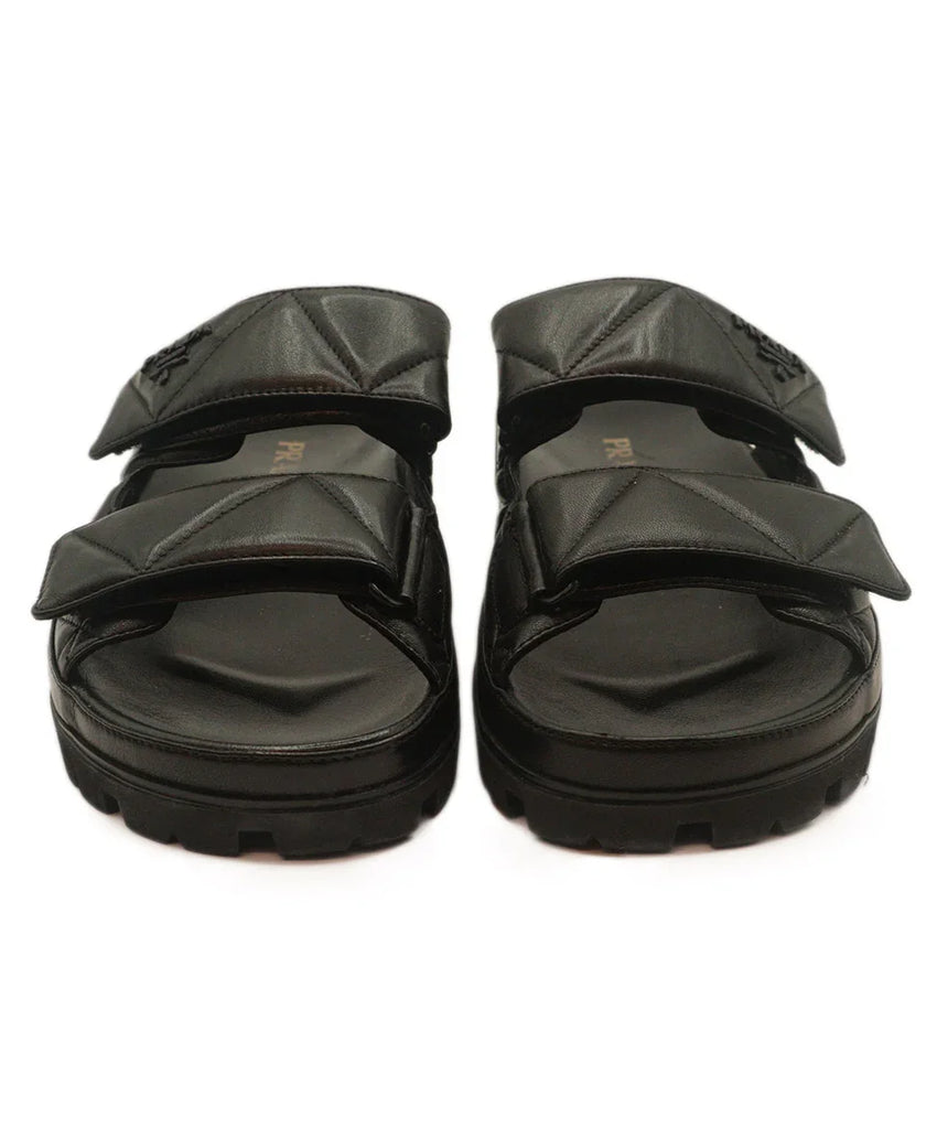 Prada Black Quilted Leather Sandals sz 9.5 - Michael's Consignment NYC