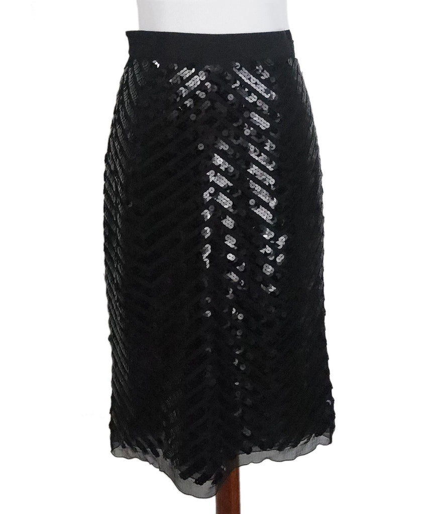 Prada Black Sequin Silk Skirt 