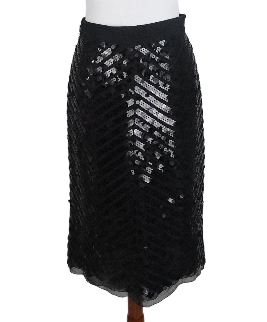 Prada Black Sequin Silk Skirt 2
