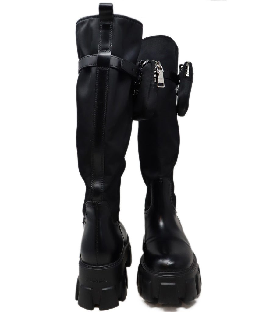 Prada Black Nylon & Leather Tall Boots 4