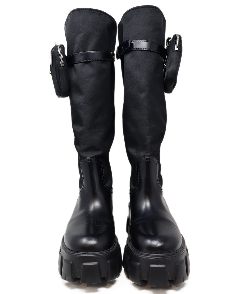 Prada Black Nylon & Leather Tall Boots 2
