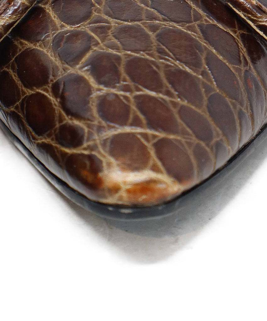 Prada Brown Crocodile Leather Flats sz 8 - Michael's Consignment NYC