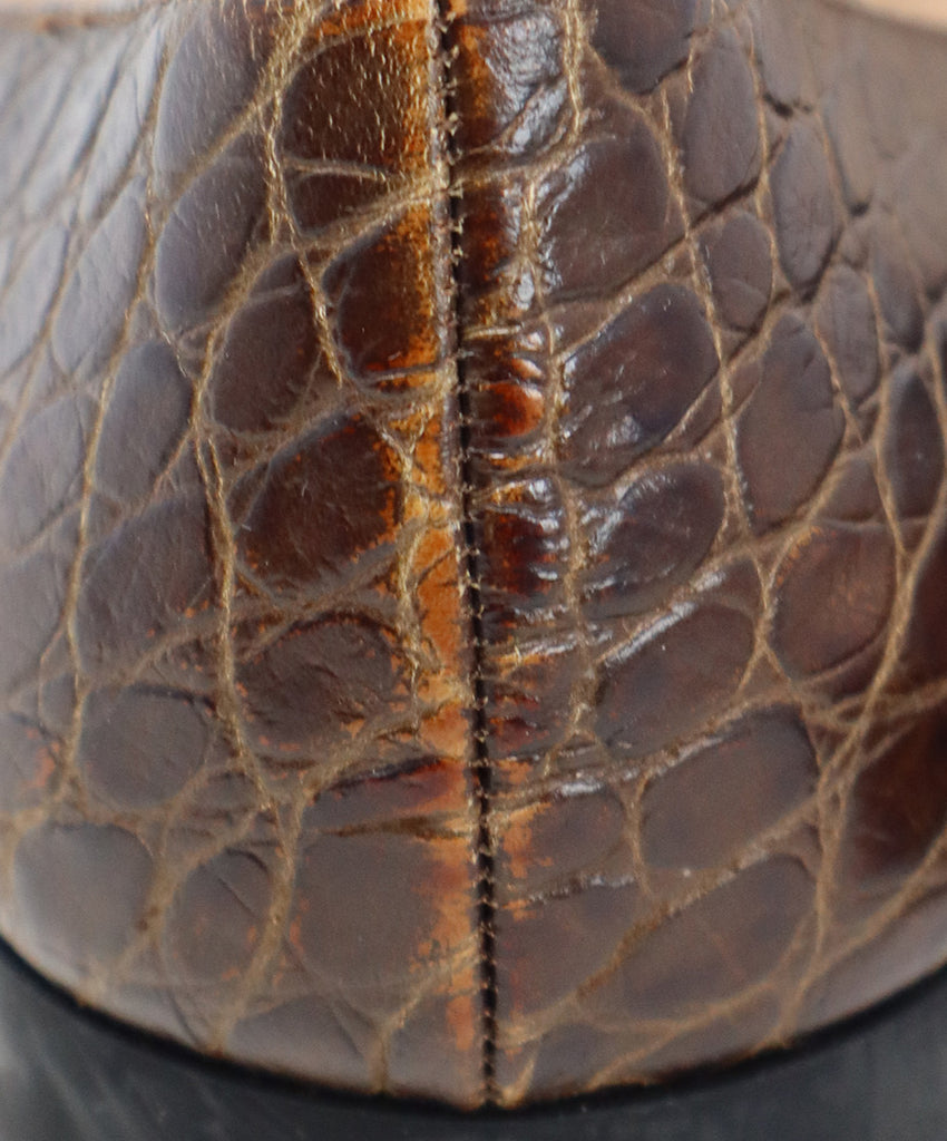 Prada Brown Crocodile Leather Flats sz 8 - Michael's Consignment NYC