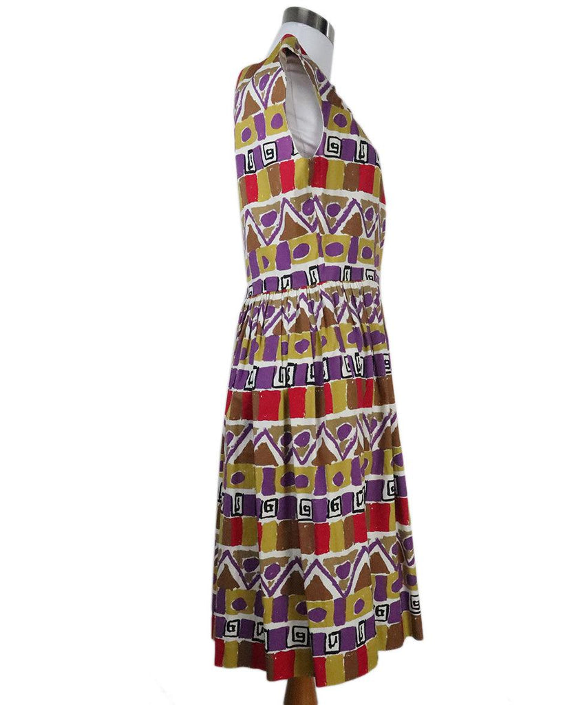 Prada Purple & Mustard Print Dress sz 6 - Michael's Consignment NYC