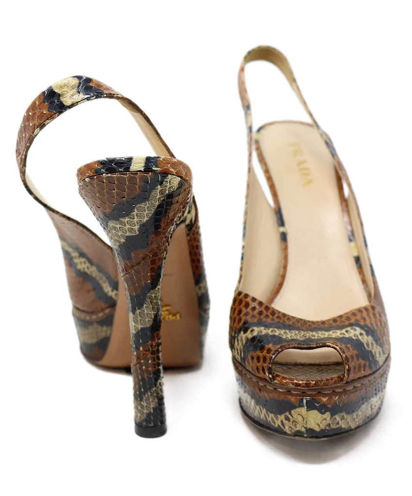 Prada Brown & Black Snake Skin Heels sz 10 - Michael's Consignment NYC