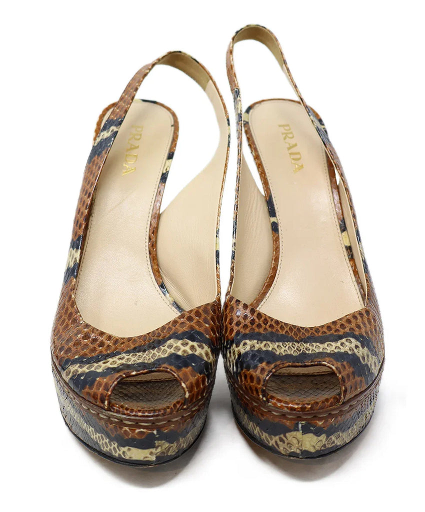 Prada Brown & Black Snake Skin Heels sz 10 - Michael's Consignment NYC