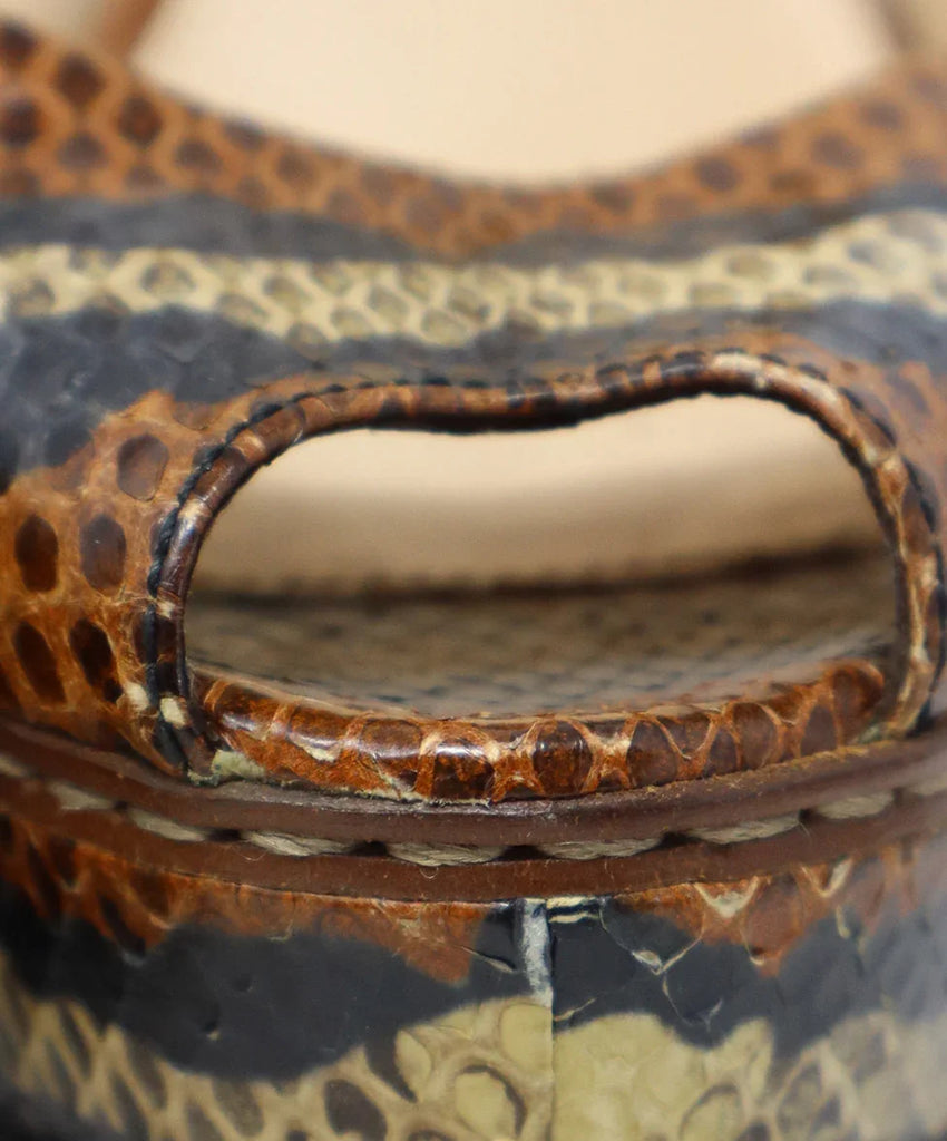 Prada Brown & Black Snake Skin Heels sz 10 - Michael's Consignment NYC