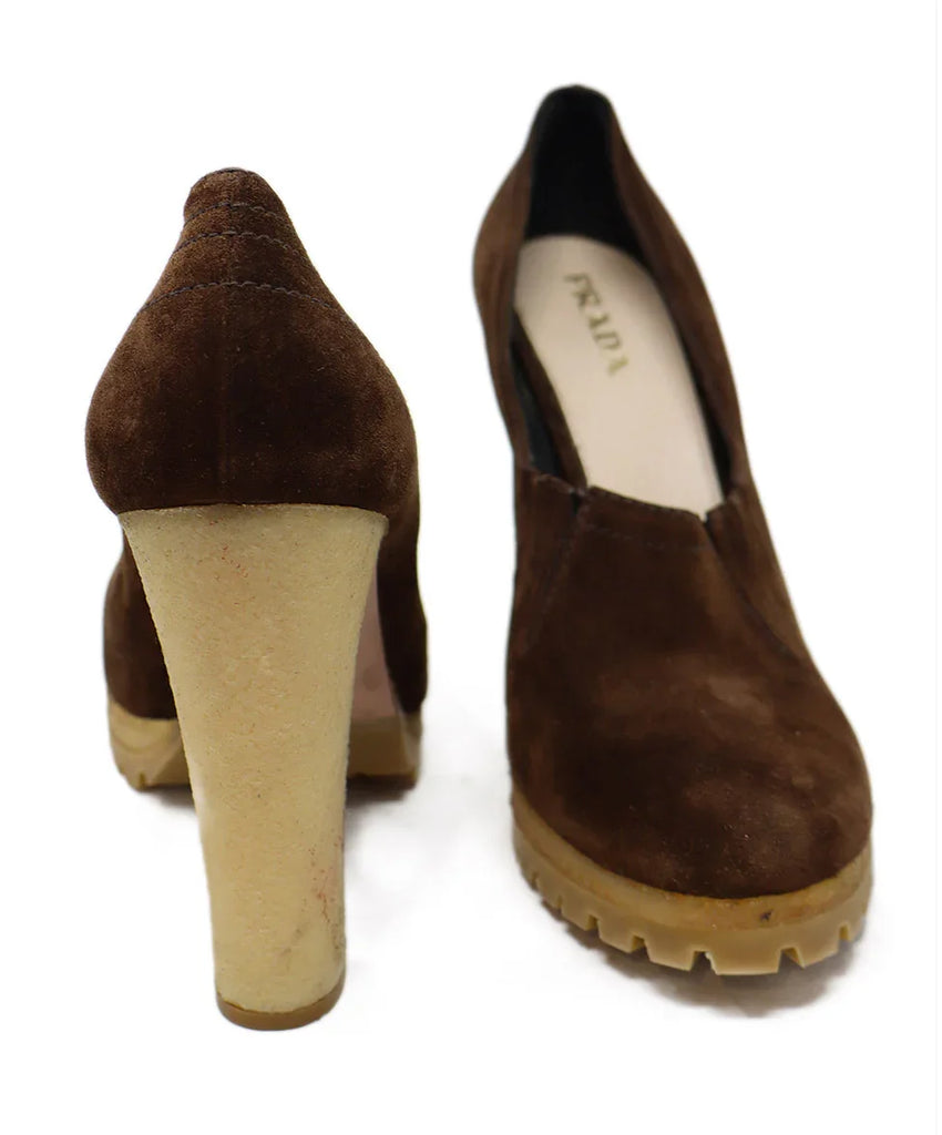 Prada Brown Suede Platform Heels sz 10 - Michael's Consignment NYC