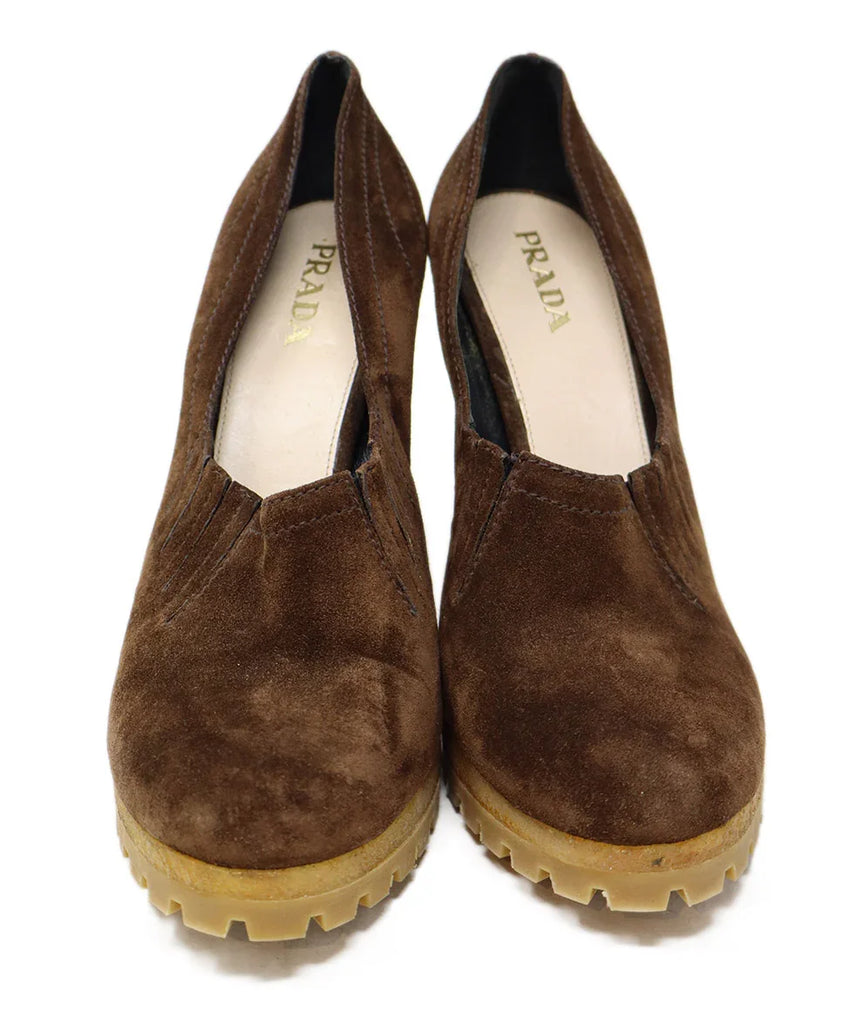 Prada Brown Suede Platform Heels sz 10 - Michael's Consignment NYC