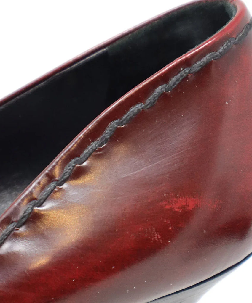 Prada Burgundy Leather Stitched Heels sz 10.5 - Michael's Consignment NYC