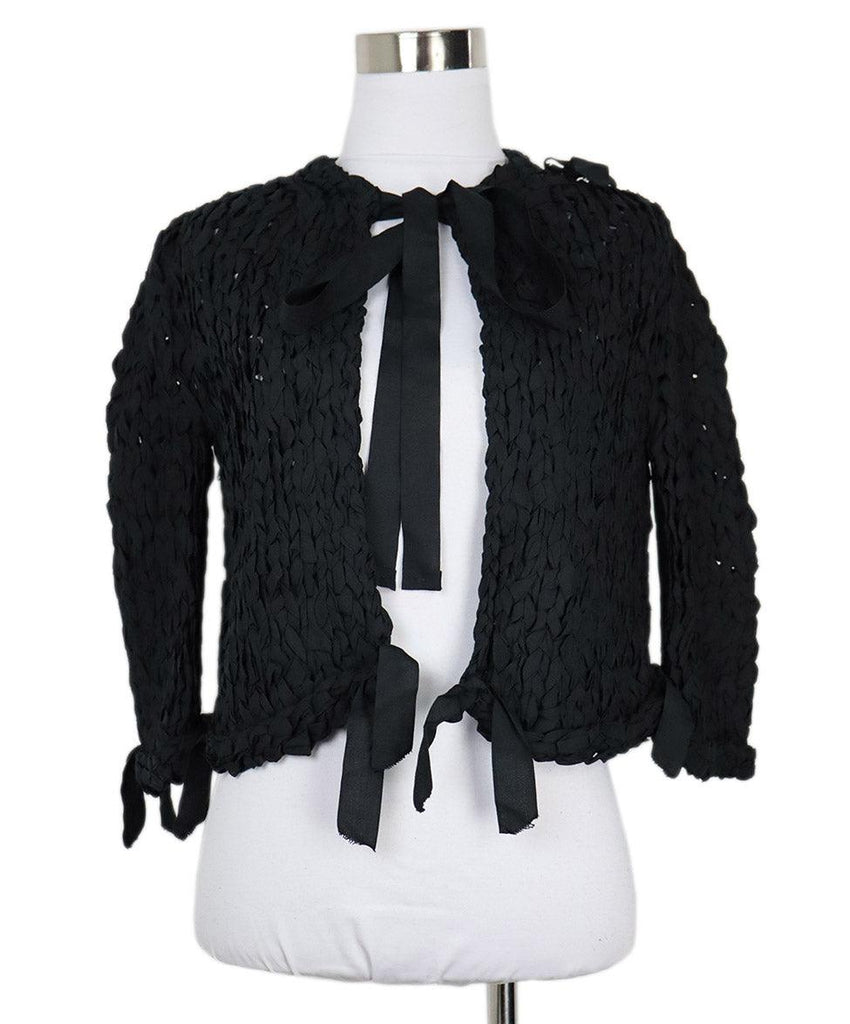 Prada Black Woven Silk Cardigan 