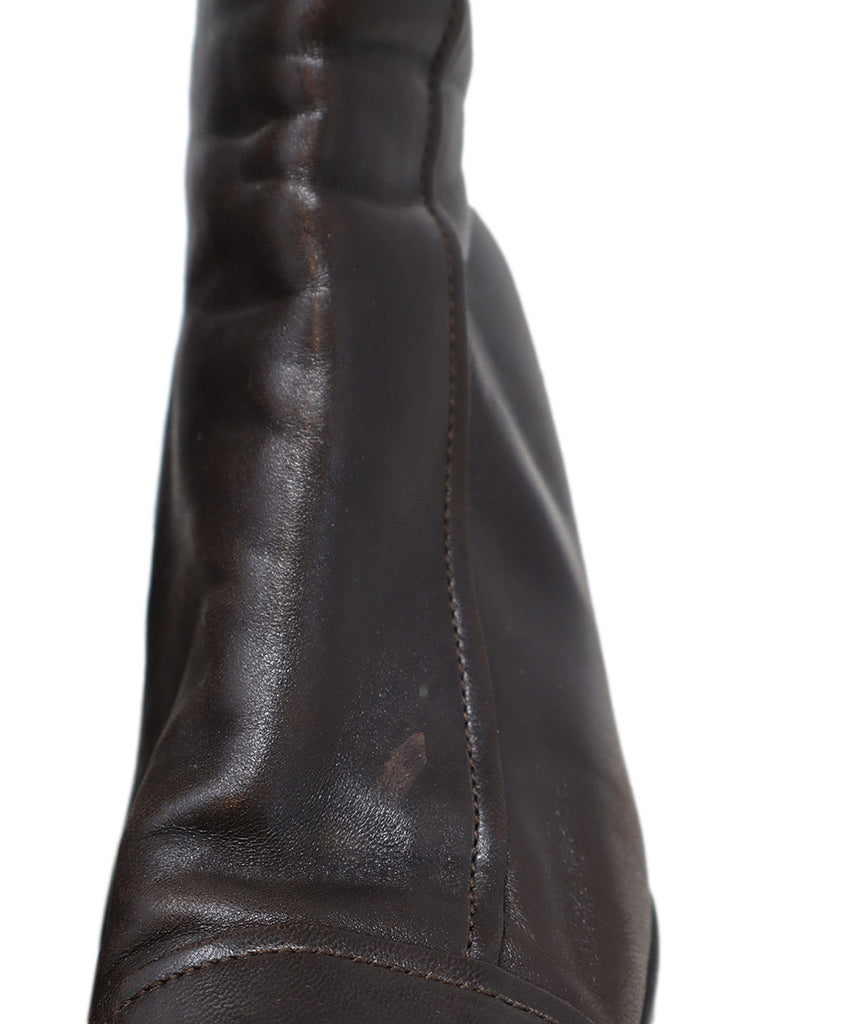 Prada Dark Brown Leather Booties 7