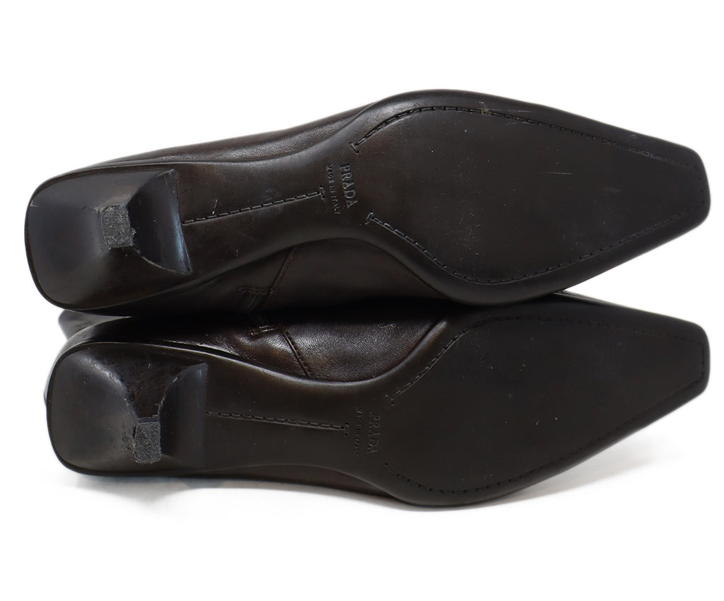 Prada Dark Brown Leather Booties 3