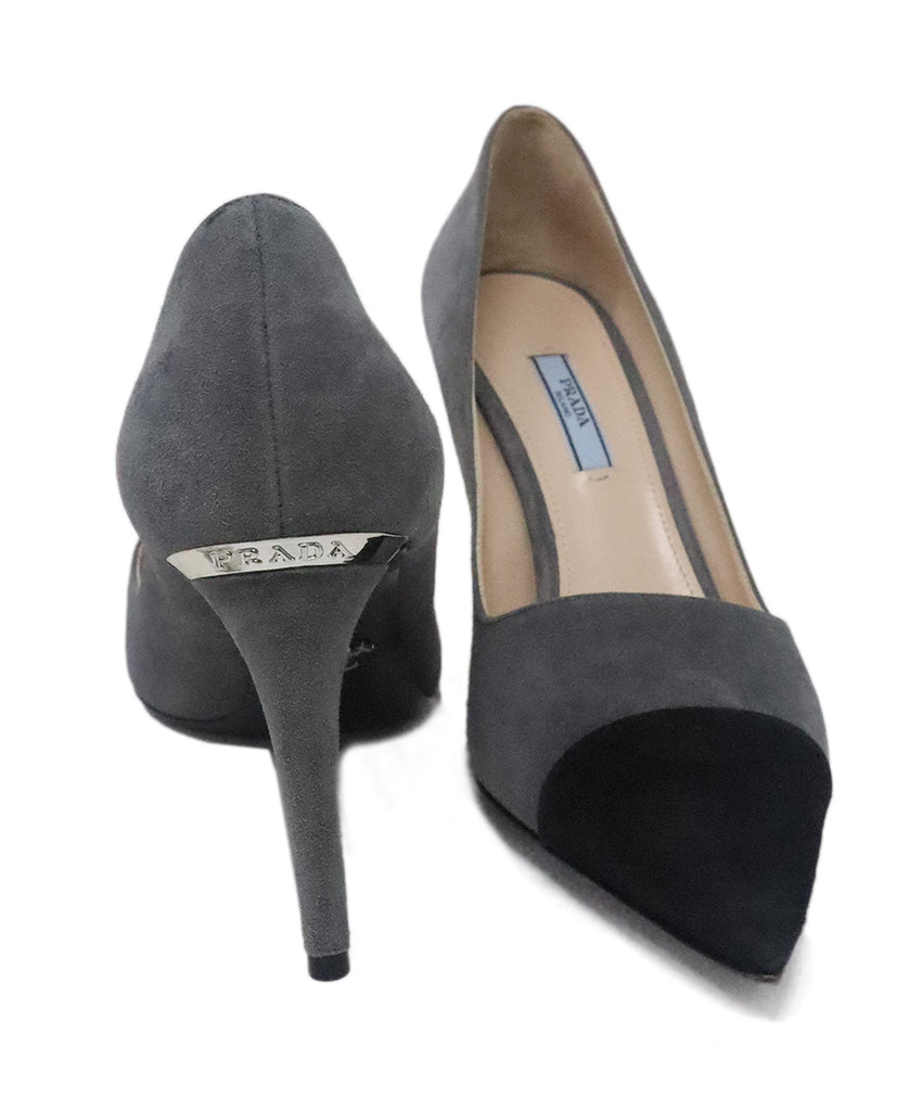 Prada Grey & Black Suede Heels 2
