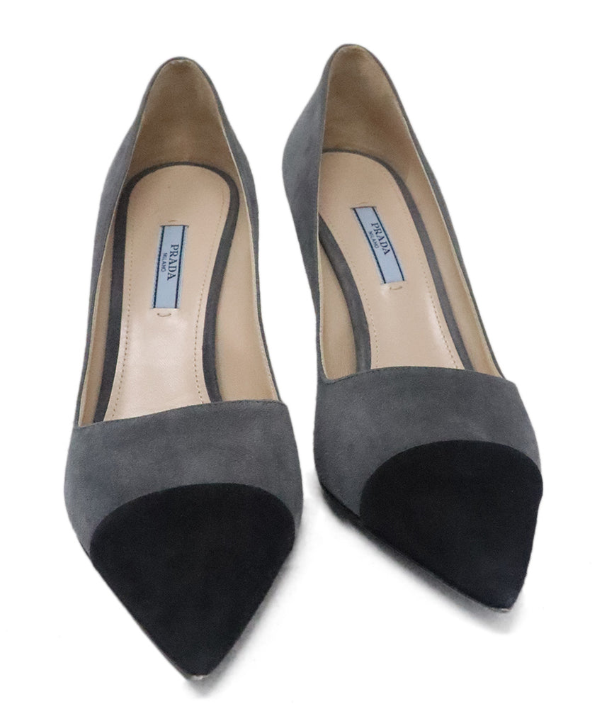 Prada Grey & Black Suede Heels 3