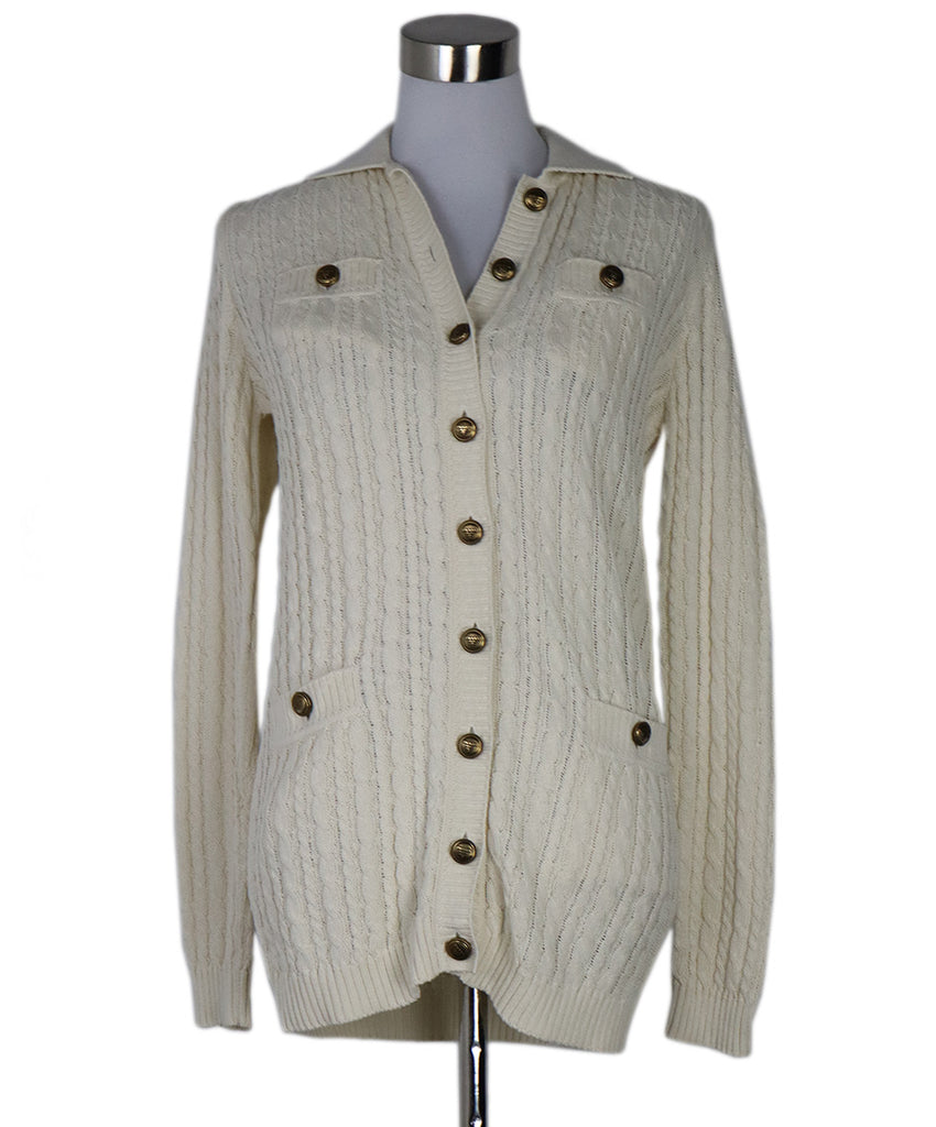 Prada Ivory Cableknit Cardigan 