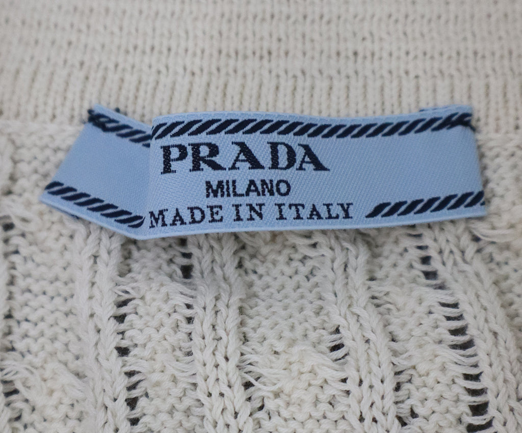 Prada Ivory Cableknit Cardigan 3