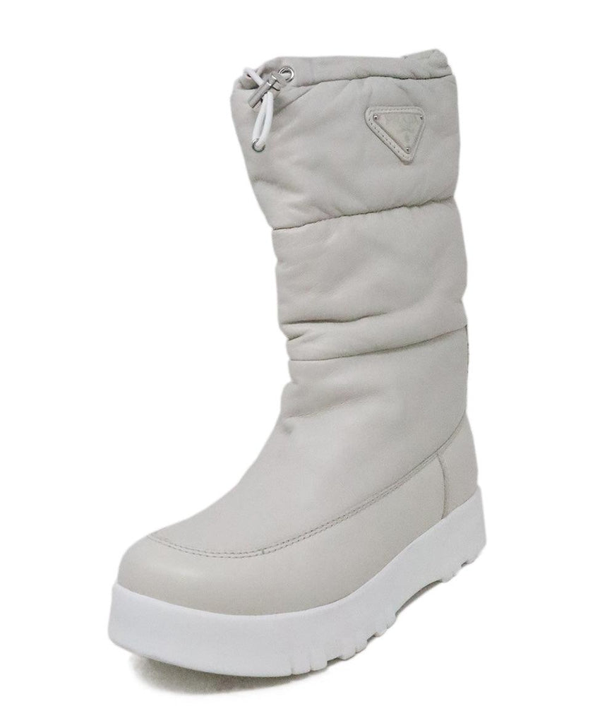 Prada White Leather Padded Moon Boots 