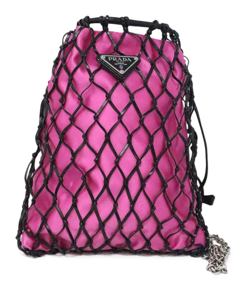Prada Pink Silk & Black Netting Shoulder Bag - Michael's Consignment NYC
