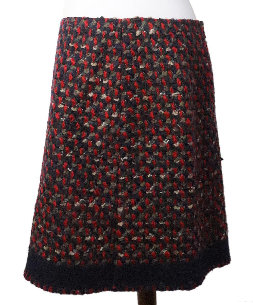 Prada Red & Blue Tweed Skirt 