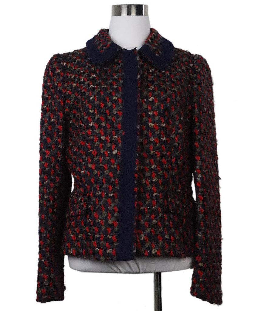 Prada Red & Blue Tweed Jacket sz 6 - Michael's Consignment NYC
