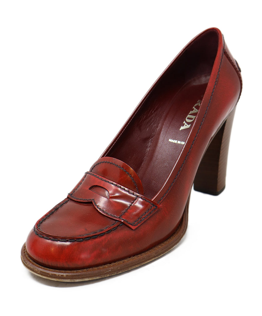 Prada Red Leather Loafers sz 7.5 - Michael's Consignment NYC