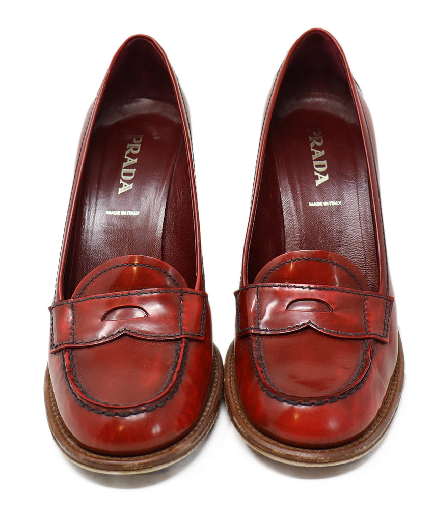 Prada Red Leather Loafers sz 7.5 - Michael's Consignment NYC