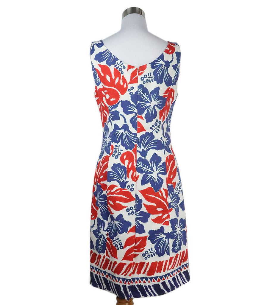 Prada Red & Blue Floral Print Dress sz 8 - Michael's Consignment NYC