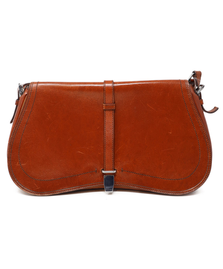 Prada Rust Brown Leather Shoulder Bag 